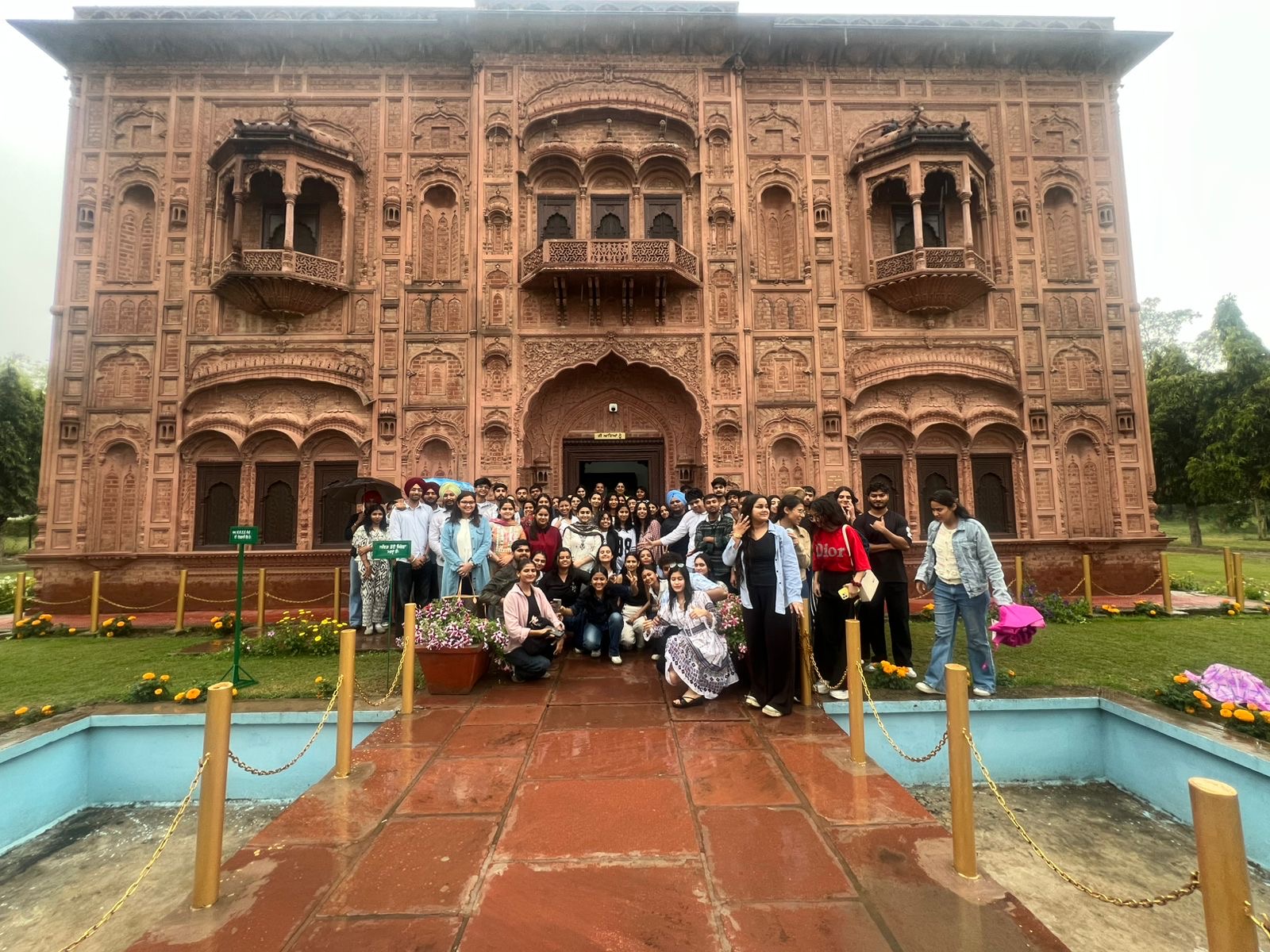 Students at the PAU heritage building, Ludhiana — educational visit to Punjab Agricultural University (Mar 19, 2026).